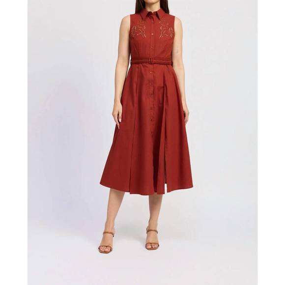 NEW EN SAISON megumi midi dress in red current - Picture 1 of 4